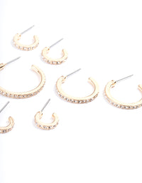 Gold Diamante Multi Size 4-Pack Hoop Earrings - link has visual effect only