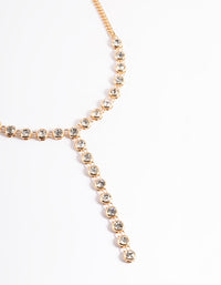 Gold Circle Diamante Chain Y-Necklace - link has visual effect only