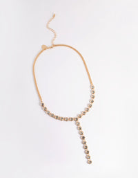 Gold Circle Diamante Chain Y-Necklace - link has visual effect only