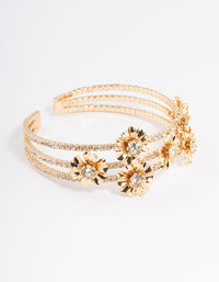 Gold Multi Flower Cupchain Cuff Bangle - link has visual effect only