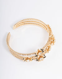 Gold Multi Flower Cupchain Cuff Bangle - link has visual effect only