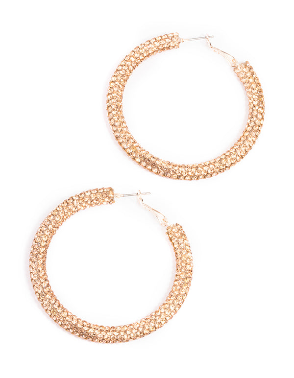 Rose Gold Diamante Mix Hoop Earrings