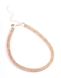 Rose Gold Skinny Diamante Tube Necklace - link has visual effect only