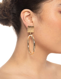 Gold Brushed Square Earrings - link has visual effect only