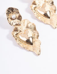 Gold Drop Heart Earrings - link has visual effect only