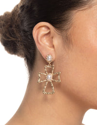 Gold Statement Cross Earrings - link has visual effect only