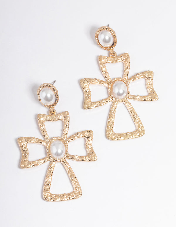 Gold Statement Cross Earrings