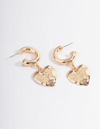 Gold Stamped Drop Heart Earrings - link has visual effect only