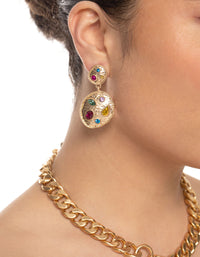 Gold Gem Stone Drop Earrings - link has visual effect only