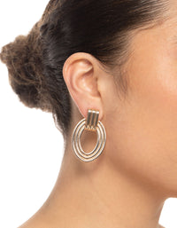 Gold Oval Door Knocker Drop Earrings - link has visual effect only