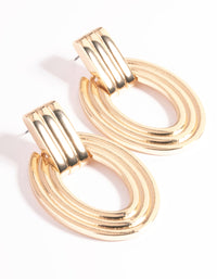 Gold Oval Door Knocker Drop Earrings - link has visual effect only