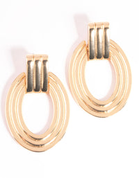 Gold Oval Door Knocker Drop Earrings - link has visual effect only