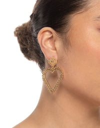 Gold Heart & Stud Drop Earrings - link has visual effect only