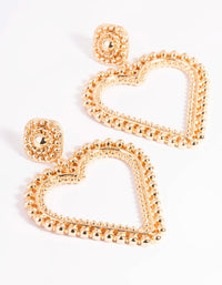 Gold Heart & Stud Drop Earrings - link has visual effect only