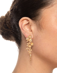 Gold Flower Bird Drop Earrings - link has visual effect only