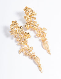 Gold Flower Bird Drop Earrings - link has visual effect only