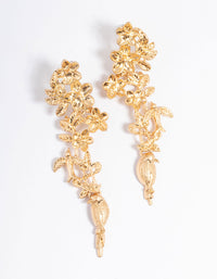 Gold Flower Bird Drop Earrings - link has visual effect only