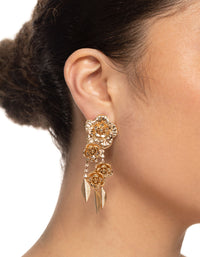 Gold Flower Drop Earrings - link has visual effect only