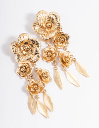 Gold Flower Drop Earrings - link has visual effect only