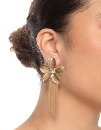 Gold Statement Floral Drop Earrings - link has visual effect only