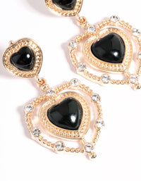 Gold Double Heart Drop Earrings - link has visual effect only