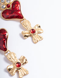 Gold Heart & Cross Drop Earrings - link has visual effect only