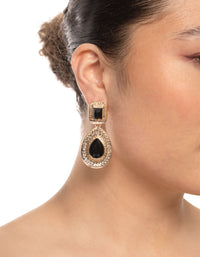 Gold Gem Statement Drop Earrings - link has visual effect only