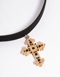 Gold Gem Cross Choker - link has visual effect only