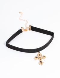 Gold Gem Cross Choker - link has visual effect only