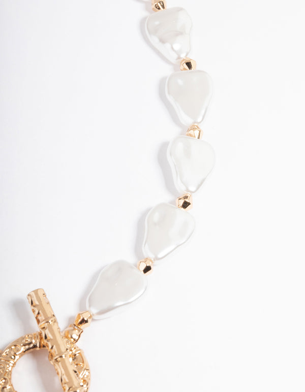 Maria Pearl Cross Necklace (Gold) - Laura's Boutique, Inc