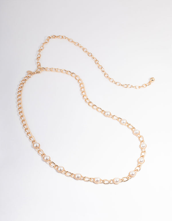 Gold Pearl Chain Belt