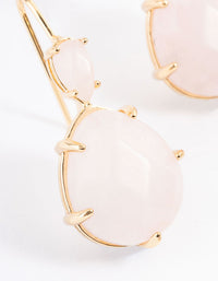 Gold Plated Rose Quartz Double Oval Drop Earring - link has visual effect only