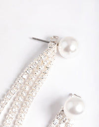 Silver PlatedCubic Zirconia Freshwater Pearl Cupchain Jacket Earring - link has visual effect only