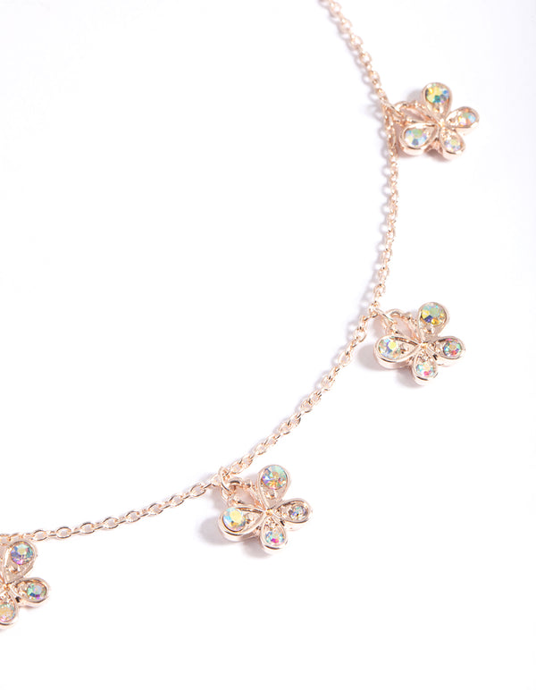 Rose Gold Butterfly Droplet Necklace