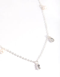 Silver Pearl & Diamante Droplet Necklace - link has visual effect only