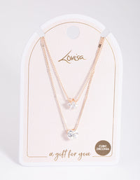 Rose Gold Star & Heart Basic Diamante Necklace - link has visual effect only