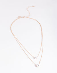 Rose Gold Star & Heart Basic Diamante Necklace - link has visual effect only