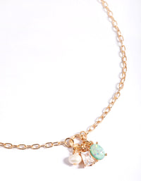 Gold Freshwater Pearl & Diamante Cluster Pendant Necklace - link has visual effect only