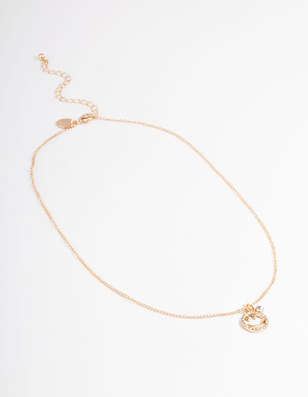 Gold Diamante Smiley Necklace - Lovisa