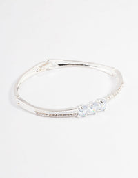 Silver Oval Stone Diamante Bangle - link has visual effect only