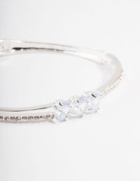 Silver Oval Stone Diamante Bangle - link has visual effect only