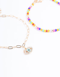 Gold Bead & Evil Eye Bracelet Pack - link has visual effect only