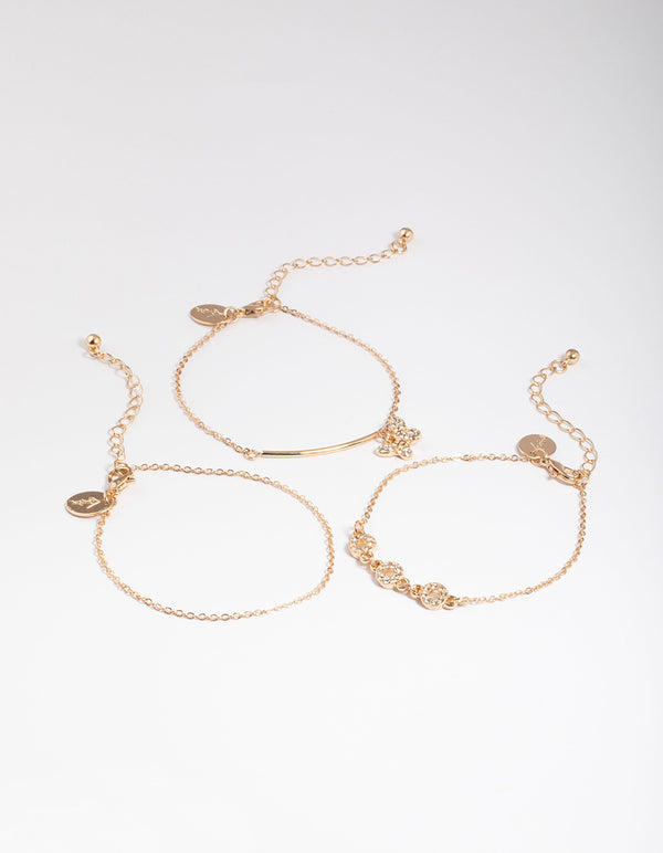 Gold Circle & Butterfly Bracelet Pack