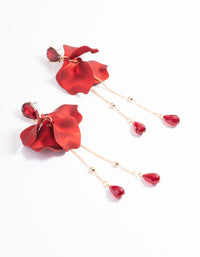 Red Teardrop Stone Petal Drop Earrings - link has visual effect only