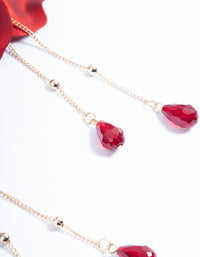 Red Teardrop Stone Petal Drop Earrings - link has visual effect only