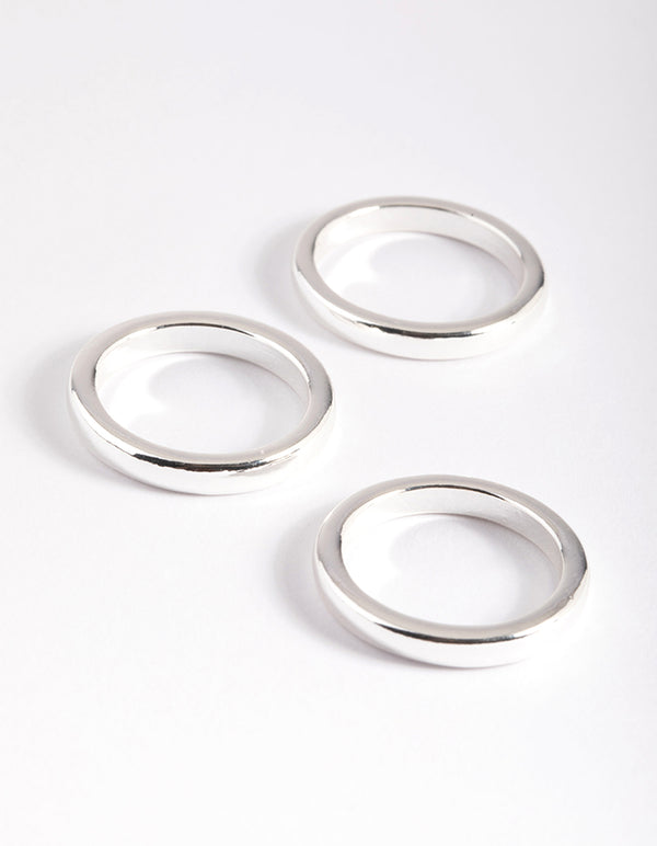 Silver Plated Triple 3mm Band Ring - Lovisa