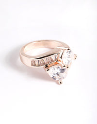 Rose Gold Cubic Zirconia Pear Crossover Ring - link has visual effect only