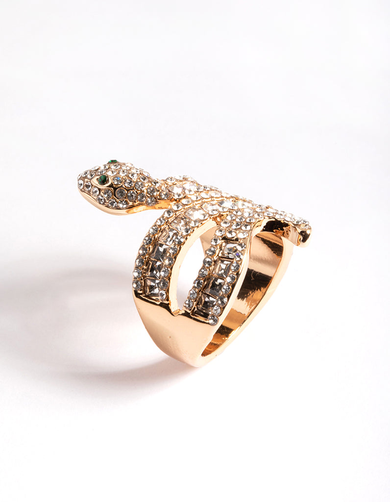 Gold Baguette Snake Ring - Lovisa