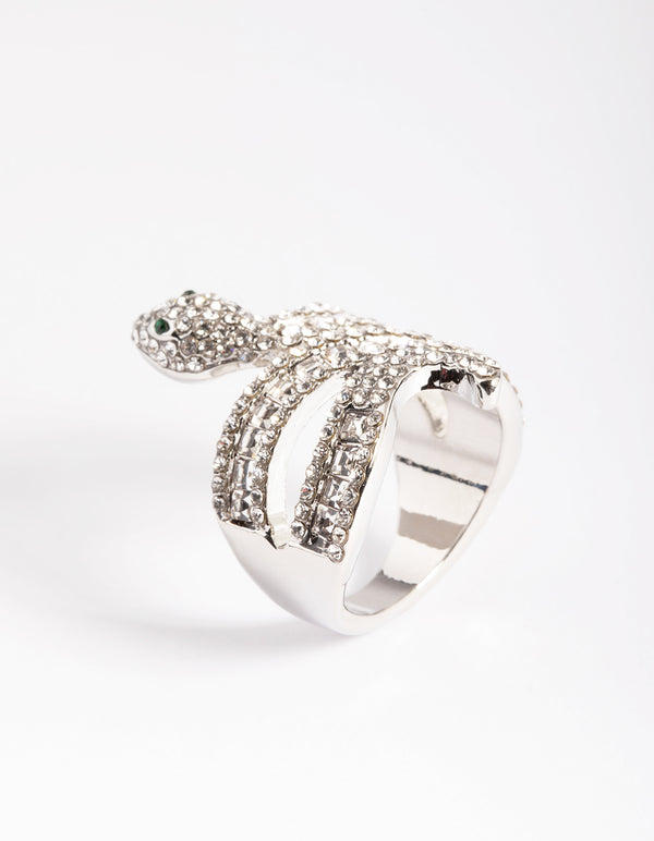 Rhodium Baguette Snake Ring - Lovisa