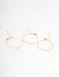 Gold Plated Cupchain & Mic Chain Bracelet Pack - link has visual effect only